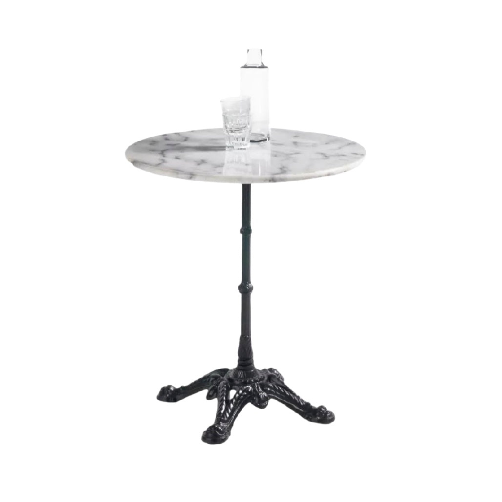 Side table for living room use with marble top and metal base - 70 x 70 x 75